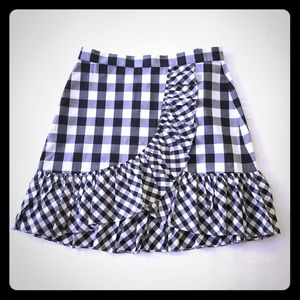 J.Crew - Gingham Ruffle Wrap Skirt -Size 4P